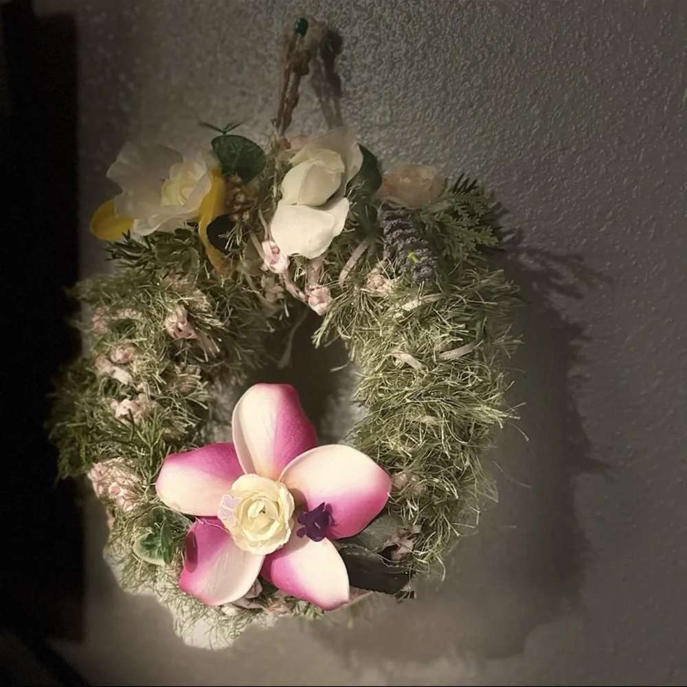 808 beads Floral Wreath with Pink and Cream Flowers